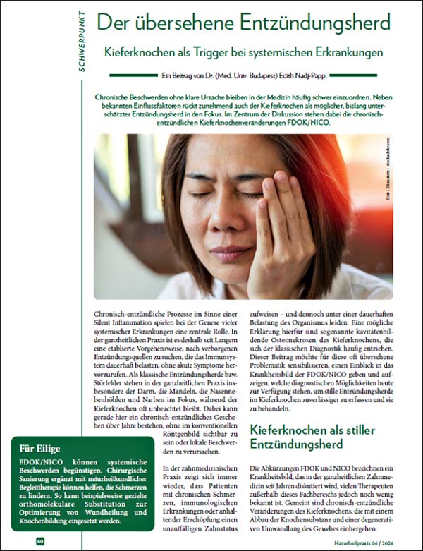 Fachartikel zu versteckten Entzündungsherden von Dr. Nadj-Papp Fachartikel zu versteckten Entzündungsherden von Dr. Nadj-Papp